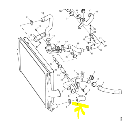 tubo/manicotto in gomma flessibile inferiore radiatore scania 1523338