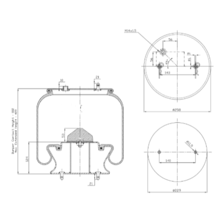 membrana sospensione ant comp 245x260x330 scania 1440302 470921 488266