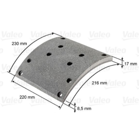 kit materiale d'attrito freno a tamburo 216x410x17 man 88502200057