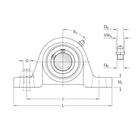 Unità cuscinetto supporto ritto ghisa d20 A34 L127 ingrass gbm ucp204
