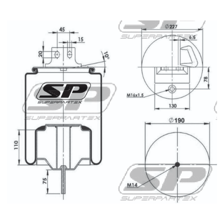 sospensione/torpress completo post sx iveco 41270462 500042583 partex 8100650