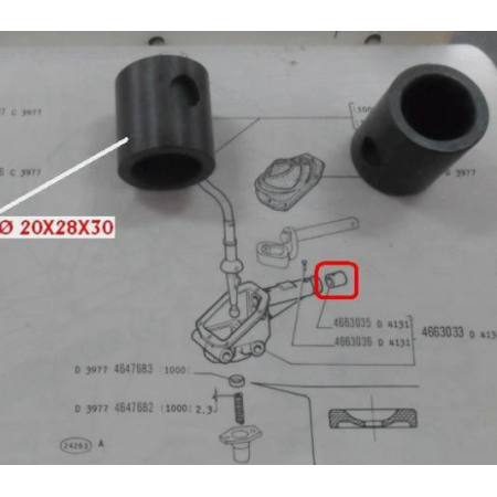 boccola supporto leva comando cambio iveco 4663035 4697592