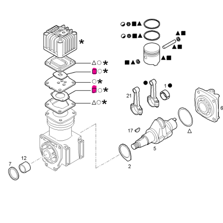 kit valvole/lamelle della testata del compressore knorr 76660401000