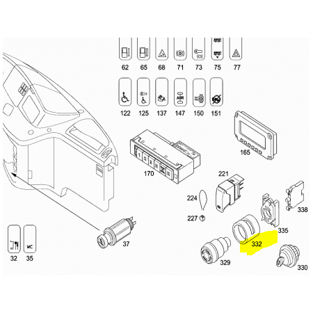supporto giallo per fungo di emergenza mercedes a0009881653