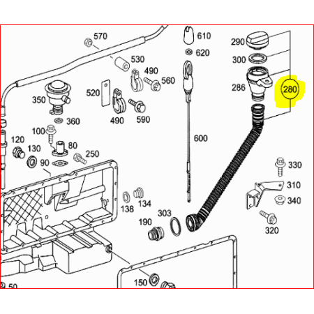 bocchettone riempimento olio motore citaro mercedes a9060101664