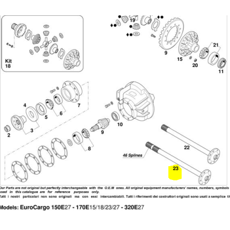 semiassi/semi albero differenziale dx my way iveco 93163756