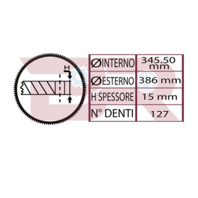 corona volano dm 343,5/386 sp 15 denti 127 iveco 4602203 503476031