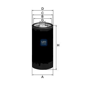 filtro olio 1 1/8-16 UNF, valv bloc arr ufi 2327600 renault 4000151830
