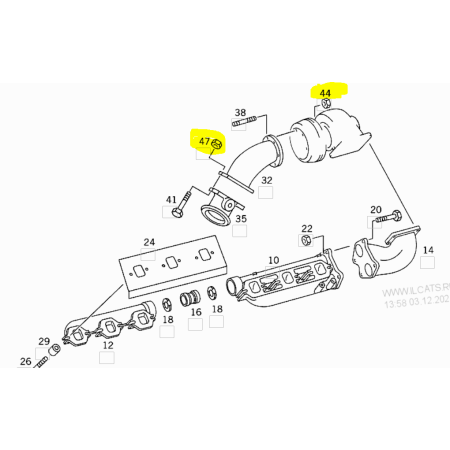 dado collettore di scarico m8x1,25 mercedes a0099903150 A0009902850