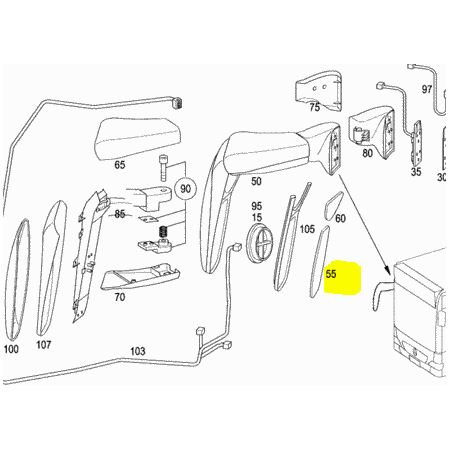 vetro specchio retrovisore esterno riscaldato mercedes a0018114633