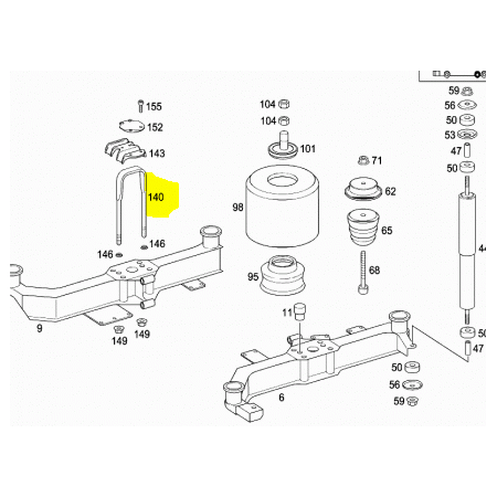 grappone fissaggio ponte con i bracci posteriori mercedes a6293510125