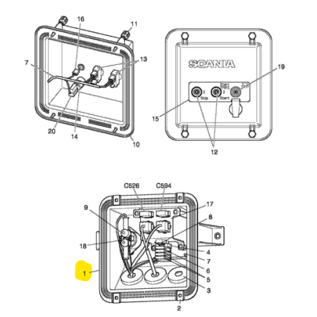 quadro impianto elettrico avviamento da vano motore scania 475722