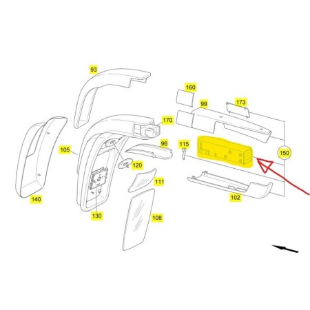 telaio braccio specchio retrovisore dx tourino mekra 593954401 mercedes a6298105616