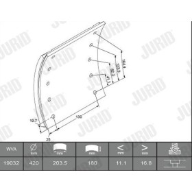 kit segmenti/ganasce freno a tamburo dm 420 sp 17,8 L 180 jurid 303910