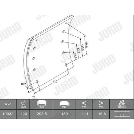 kit segmenti/ganasce freno a tamburo dm 420 sp 17,8 L 180 jurid 303910