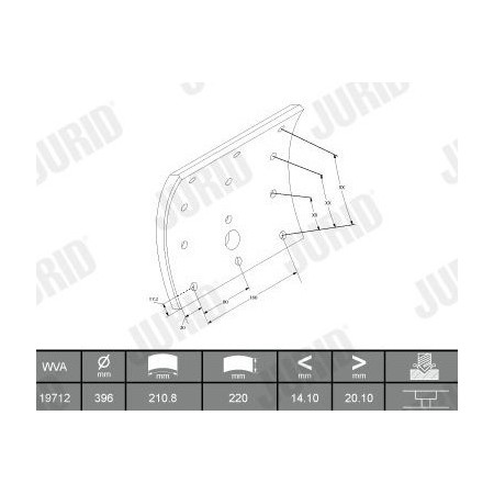 kit ceppi/ganasce freno a tamburo dm 410 sp 16,1 L 220 iveco 2991732