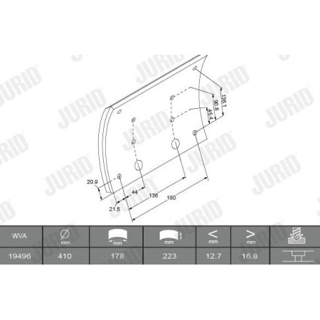 kit segmenti/ganasce freno dm 410 s 17 L223 jurid 19496 breda s5005108