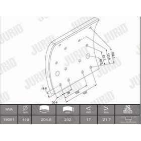 serie ganasce freno 1°magg jurid 19091 iveco 2992005 41025271 2991759